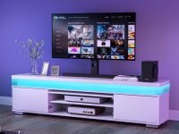 Ivy Bronx Dalia TV Stand For Tvs Up To 65_, Entertainment Center w_ Charging Station & LED Lights brown_Wood in White _ Wayfair Ivy Bronx Dalia TV Stand For Tvs Up To 65_, Entertainment Center w_ Charging Station & LED Lights brown_Wood in White _ Wayfair